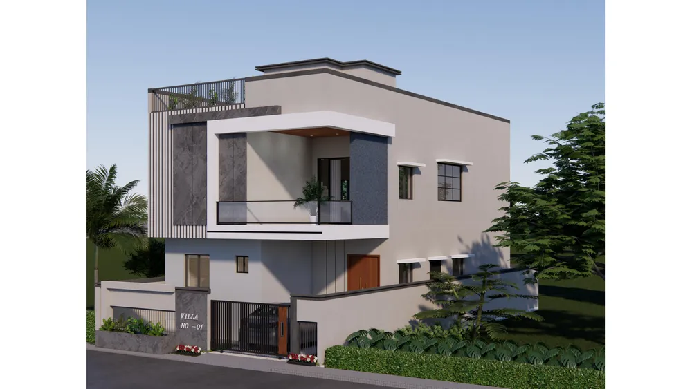 Architectural Villa with Mountain Backdrop