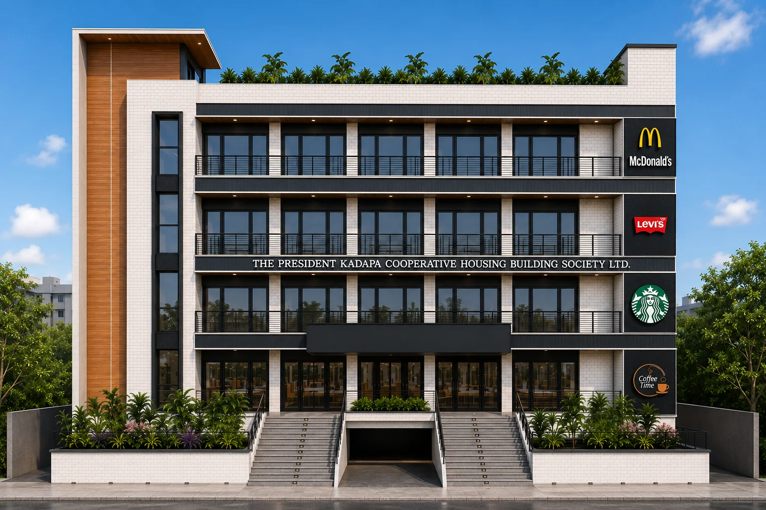 Commercial Plaza 3D Elevation